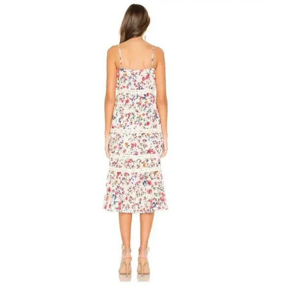 Lovers + Friends Button Front Spaghetti Strap Lani Mid Dress Floral Sz S - Picture 2 of 15